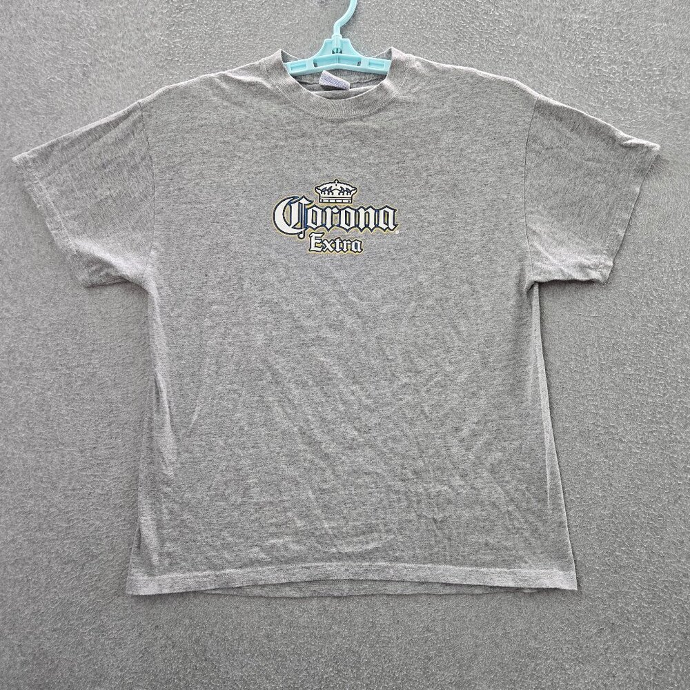 VINTAGE Corona Extra Men Shirt Large Gray Office Manager‎ Beer Graphic Y2K Tee